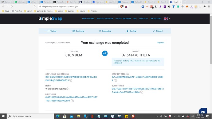 xlm for theta simpliswap