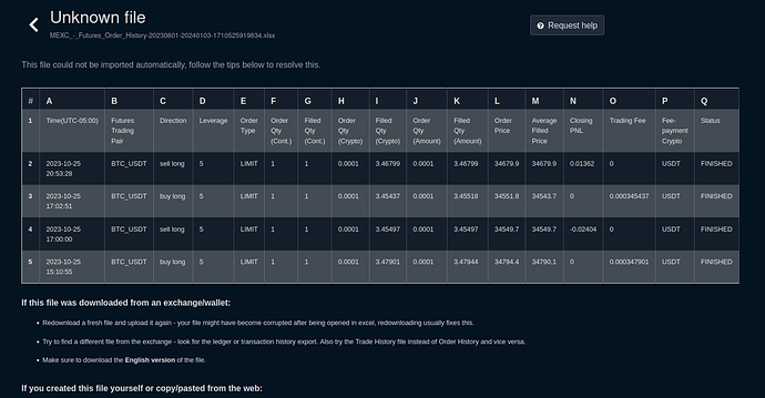 My MEXC Leverage-trading Import File Didn't Go Through - Koinly Support ...